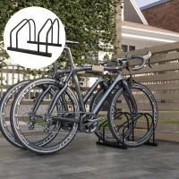 SPORTNOW Râtelier 2 vélos range-vélos support rangement vélo à pneu 61 mm dim. 50L x 34l x 27,5H cm acier noir(m-2)