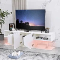 Modern LED TV Unit for Up to 65-inch TV,  Entertainment Cabinet with 3 Cabinets and 2 Open Shelves, 140x30x38.2 cm, White(m-5)
