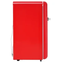 Réfrigérateur Portable à Une Porte avec Mini Congélateur, Capacité Totale de 91 Litres, Consommation Annuelle de 85 kWh, Lumière LED, 48x51x87,5 cm, Rouge(m-11)