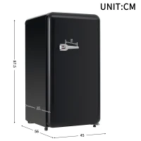 Frigo Portatile Monosportello da 91L con Mini Congelatore e Luce LED, 48x51x87.5 cm, Nero(m-3)