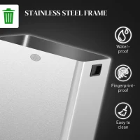 HOMCOM 40L Dual Compartment Stainless Steel Bin, with Deodoriser Holders - Silver Tone(m-8)