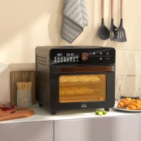 HOMCOM Minipiekarnik 20 l, Mini Piekarnik, 40-220°C, 17 programów, Timer, 36x37x34,5cm, Czarny(m-2)