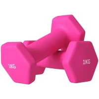 SPORTNOW Set de 2 Greutăți Hexagonale, Set de Gantere cu Prindere Antiderapantă pentru Antrenament de Fitness Acasă, 2x1 kg, 13x5x5 cm, Roz(m-11)