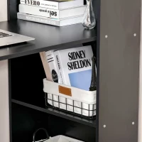 HOMCOM Birou Modern pentru Acasa cu Rafturi de Depozitare pe Niveluri Masa de Scris cu Raft pentru Carti Negru pentru sufragerie camera de zi dormitor(m-8)