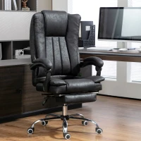 Vinsetto Home Office Chair Microfibre Desk Chair with Reclining Function Armrests Swivel Wheels Footrest Black(m-10)