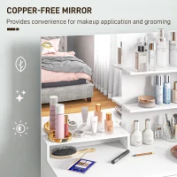 HOMCOM Dressing Table with Mirror and Stool, Vanity Table, Modern Makeup Desk with Drawer, Storage Cabinet and Adjustable Shelf for Bedroom, White(m-6)