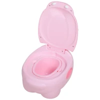 HOMCOM Bacio para Bebé em Forma de Hipopótamo 2 em 1 com Cubo Amovível e Escova de Limpeza 40x30x23 cm Rosa(m-9)