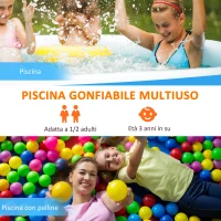 Outsunny Piscina Gonfiabile Rettangolare da Esterni, 1-2 Adulti, in PVC, 262x176x56cm, Blu(m-7)