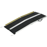 HOMCOM Rampă pentru Scaun cu Rotile, Rampă de Prag Pliabilă din Aluminiu cu Suprafață Antiderapantă, 152x73,6x5,1 cm, Negru(m-10)