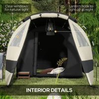 Outsunny Four Man, Two Room Blackout Tent, with Accessories - Khaki(m-7)