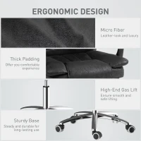 Vinsetto Home Office Chair Microfibre Desk Chair with Reclining Function Armrests Swivel Wheels Footrest Black(m-7)