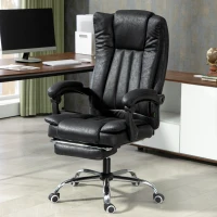 Vinsetto Home Office Chair Microfibre Desk Chair with Reclining Function Armrests Swivel Wheels Footrest Black(m-2)