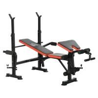 HOMCOM Adjustable Weight Bench with Leg Developer Barbell Rack for Weight Lifting and Strength Training Multifunctional Workout Station for Home Gym Fitness(m-1)