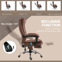Vinsetto Office Chair with Massage and Heat, Microfibre Reclining Computer Desk Chair with Footrest and Adjustable Height, Swivel Wheels for Home Office, Brown(m-9)