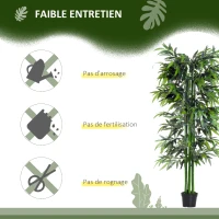 Outsunny Lot de 2 Bambous Artificiel XXL 1,80H m arbre artificiel 1105 Feuilles denses réalistes Pot Inclus Noir Vert(m-6)