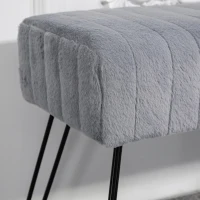 HOMCOM Ławka, Pikowane Siedzisko, Okładka z Sztucznego Futra, Metalowe Nogi, do 120 kg, 82x30x47 cm, Szary/Czarny(m-8)