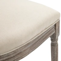 HOMCOM Dining Chairs Set of 2, French-Style Upholstered Kitchen Chairs with Padded Seats, Wood Frame and Round Back, Cream White(m-9)