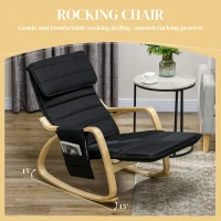 HOMCOM Rocking Lounge Chair Recliner Relaxation Lounging Relaxing Seat with Adjustable Footrest, Side Pocket and Pillow, Black(m-4)
