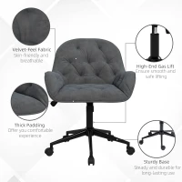 Vinsetto Ergonomiczny fotel wypoczynkowy z miękkim mechanizmem regulacji Ciemnoszary metaliczny aksamit(m-7)