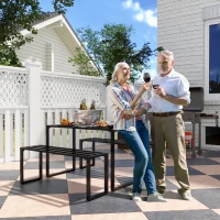 Outdoor meubelset tafel + banken 4-de tuinzitgroep tafel zitbank metaal(m-2)