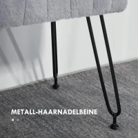 HOMCOM Ławka, Pikowane Siedzisko, Okładka z Sztucznego Futra, Metalowe Nogi, do 120 kg, 82x30x47 cm, Szary/Czarny(m-5)