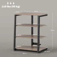 HOMCOM HiFi Stand, with Four Storage Shelves - Grey(m-3)