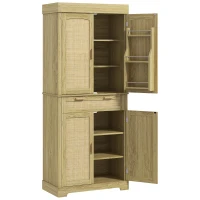 HOMCOM Dulap Bucătărie 76×40×183 cm cu Rafturi pentru Condimente, Ideal pentru Spălărie, Stejar(m-10)