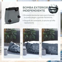 Outsunny Spa Hinchable Redondo para 4 Personas 950L Ø195x68 cm con 108 Chorros de Masaje Control remoto Azul(m-6)