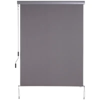 Outsunny Tenda Avvolgibile Parasole con Manovella, Installazione a Muro o Soffitto, 120x200cm, Grigio(m-10)