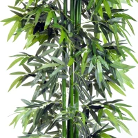 Outsunny Lot de 2 Bambous Artificiel XXL 1,80H m arbre artificiel 1105 Feuilles denses réalistes Pot Inclus Noir Vert(m-8)