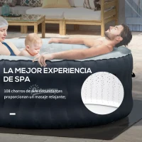 Outsunny Spa Hinchable Redondo para 4 Personas 950L Ø195x68 cm con 108 Chorros de Masaje Control remoto Azul(m-4)
