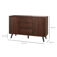 HOMCOM Aparador para Sala de Estar Aparador Buffet Moderno com 2 Portas e 3 Gavetas para Sala de Jantar 127x40x76 cm Marrom(m-3)