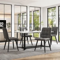 Modern Dining Room Table with Adjustable Metal Legs and Marble Pattern, Rectangular Extendable Table for Kitchen, 140x80x75 cm, White+Black(m-1)
