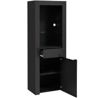 Vitrine moderne avec lumières LED et étagères spacieuses pour ranger livres et objets, en panneaux de particules écologiques, 60x35,5x165 cm, Gris(m-7)