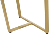 Modern Fodable Dining Table with Marble Pattern, Adjustable Metal Legs, Rectangular Kitchen Table for Dining Room, 140x80x75 cm, White+Gold(m-10)