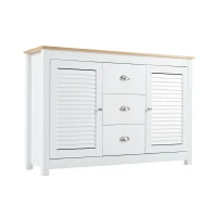 Klassische Kommode mit 2 Türen und 3 Schubladen, Lackiertes MDF, Metallgriffe, Weiß(m-5)