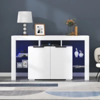 Buffet Moderne Lumineux avec LED, 140x40x80 cm pour Salon, Blanc(m-5)