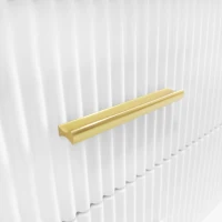 Table basse moderne avec plateau effet marbre et porte en verre trempé, tiroirs ondulés, poignées et pieds dorés, 100x50x40 cm, Blanc(m-10)