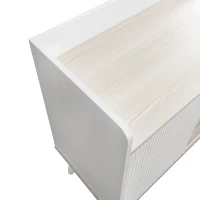 Modernes Sideboard mit Schiebetüren und Schubladen, Vielseitiger Stauraum für Wohnzimmer und Schlafzimmer, Weiß+Holzoptik(m-4)