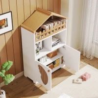 Multifunktionaler Beistellschrank und Bücherregal mit Schmetterlingstüren für Wohnzimmer und Kinderzimmer, weiß(m-7)