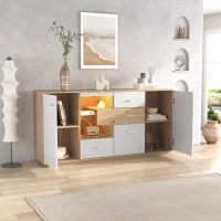 Sideboard weiß, Modernes Sideboard mit LED-Beleuchtung, 160 cm, Holzoptik(m-1)