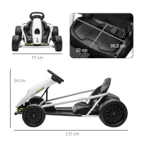 HOMCOM 24V Electric Go Kart for Kids, Drift Ride-On Racing Go Kart with 2 Speeds, for Boys Girls Aged 8-12 Years Old, White(m-3)