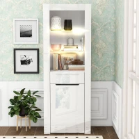 Vitrine Moderne avec Éclairage LED et Étagères, Idéale pour Cuisine, Salon et Bureau, en Aggloméré, 60x35,5x165 cm, Blanc(m-1)