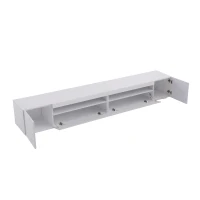 Moderner TV-Schrank mit LED-Beleuchtung, weißes Panel, 240 cm, für Wohn- und Esszimmer, Weiß(m-9)