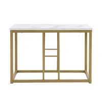 Modern Luxury Rattan 6 Seater Dining Table Set with Six Chairs, MDF Seat Cushions and Gold-Plated Iron Frames, Gold(m-11)