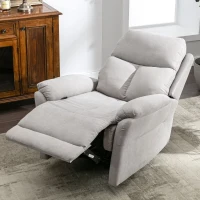 Fauteuil de Relaxation Inclinable Manuel avec Repose-pieds Extensible, Poche Latérale, en Tissu et Éponge, 82x92x99 cm, Gris(m-5)