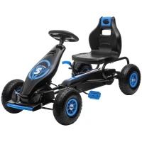 HOMCOM Kids Pedal Go Kart, with Adjustable Seat, Inflatable Tyres - Blue(m-11)