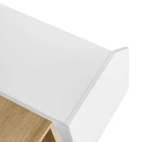 Moderner LED-Couchtisch mit App-Steuerung, Weiß und Holz, multifunktionale Aufbewahrung, weiß(m-9)