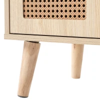 Buffet Moderne en Style Scandinave avec 2 Portes en Rotin et 1 Tiroir, Grand Espace de Rangement, 60x40x101 cm, pour Cuisine ou Salon, Chêne(m-8)