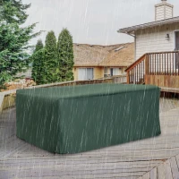 Outsunny Garden Furniture Cover, Oxford Fabric Outdoor Rectangular Rattan Furniture Cover with PE Coating, Waterproof, Windproof, Anti-UV, 222 x 155 x 67cm, Green(m-10)